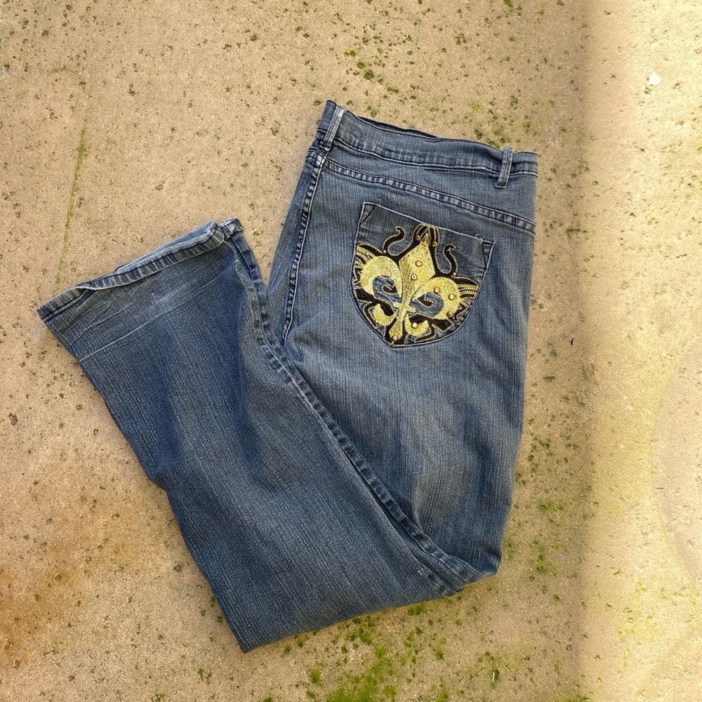 baggy Jeans Mens 31x30 Blue Straight Denim crosses Grunge Goth Punk Adult